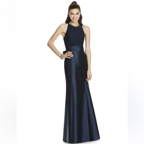 ALFRED SUNG D737 Bridesmaid Dress Midnight E31 Navy Size 10 Wedding Black Tie - Picture 1 of 8